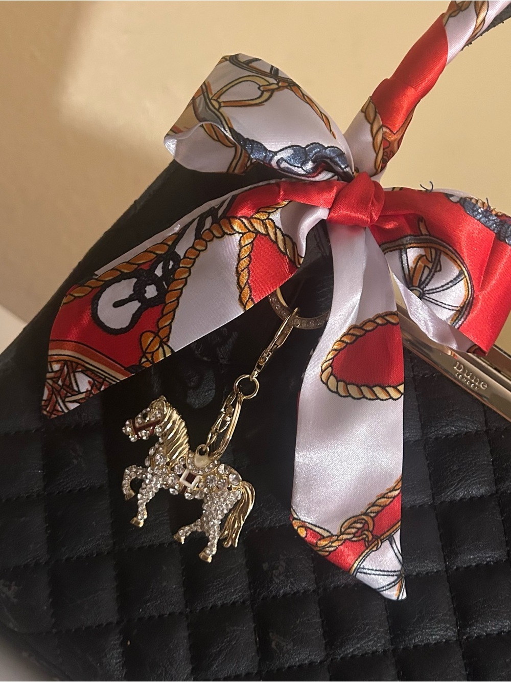 Twilly Women Handbag Purse Neck Tie Headband Bag Scarf 1 Tomato Red Gray… - Picture 9 of 14